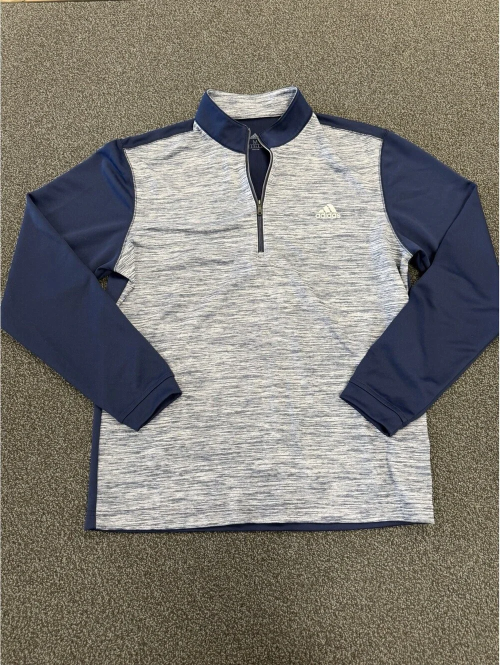 Adidas Sweater Mens Size Medium Blue Lightweight 1/4 Zip Up Pullover Sweatshirt